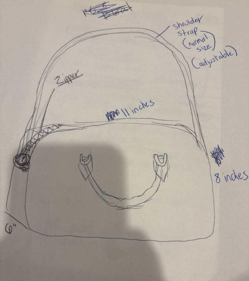 Customer's original custom cosmetic bag design sketch