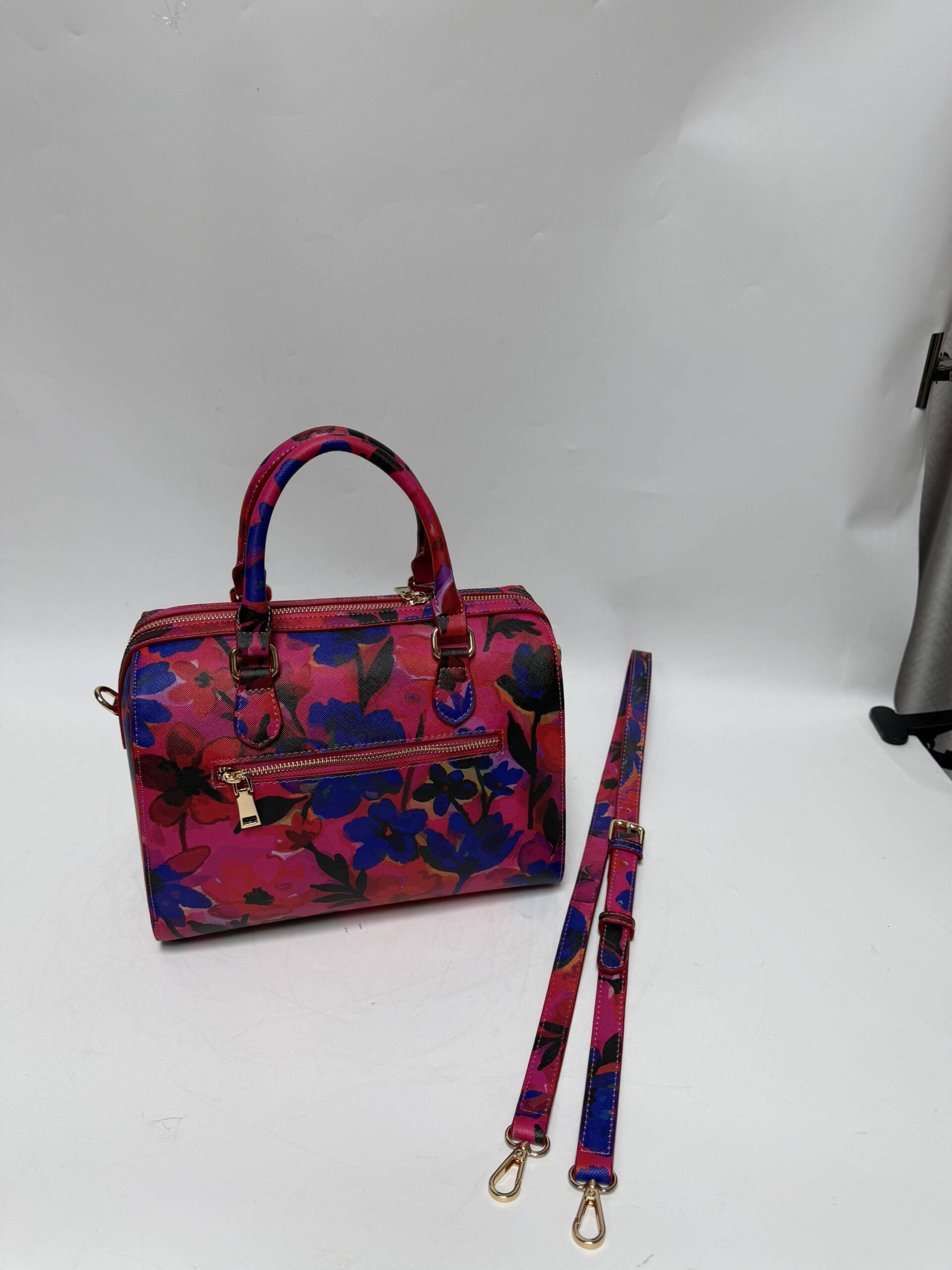 Finished floral custom cosmetic bag produced from customer sketch and print design